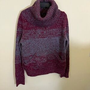 Moda International Red and Gray Turtleneck Sweater